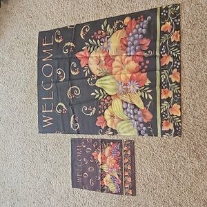 Set of 2 Welcome Fall Harvest Thanksgiving Yard Flags